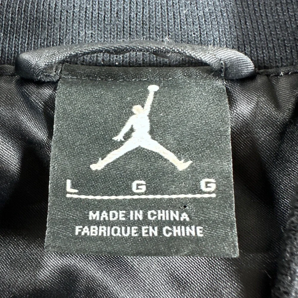 Jordan Bomber Jacket Mens L Large Black‎ Satin Full Zip 23 Flight 833918-010